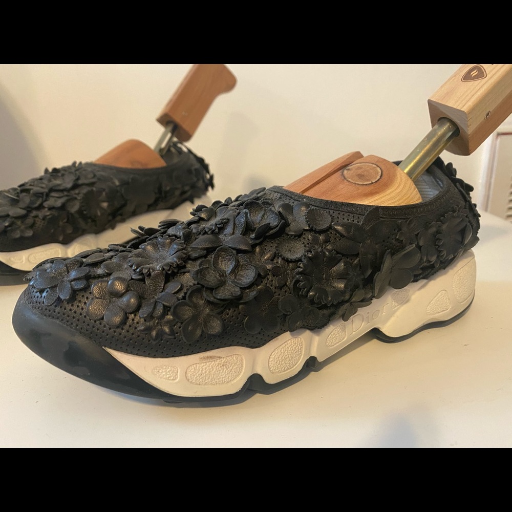 Dior Fusion Leather Floral Applique Sneaker - Picture 1 of 9